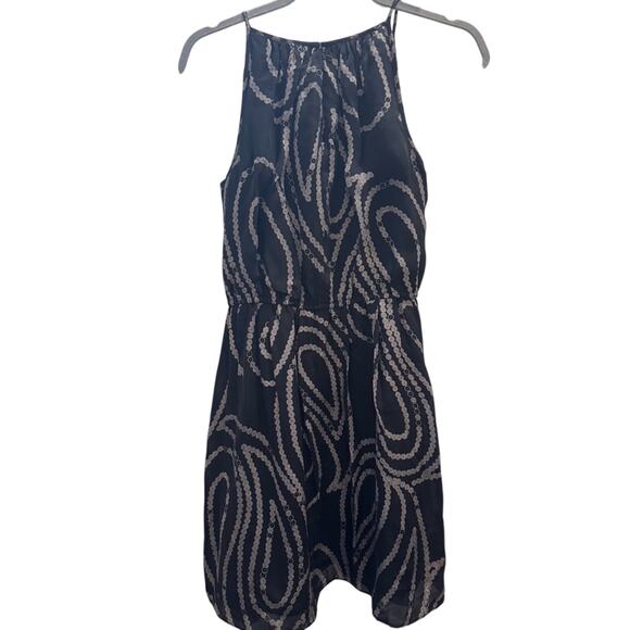Banana Republic Black and Beige Patterned Halter Mini Dress - Picture 2 of 6